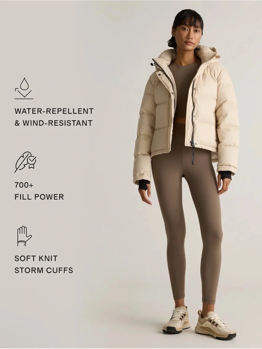 Quince Responsible Down Cropped Puffer in Oatmilk Size Small 922